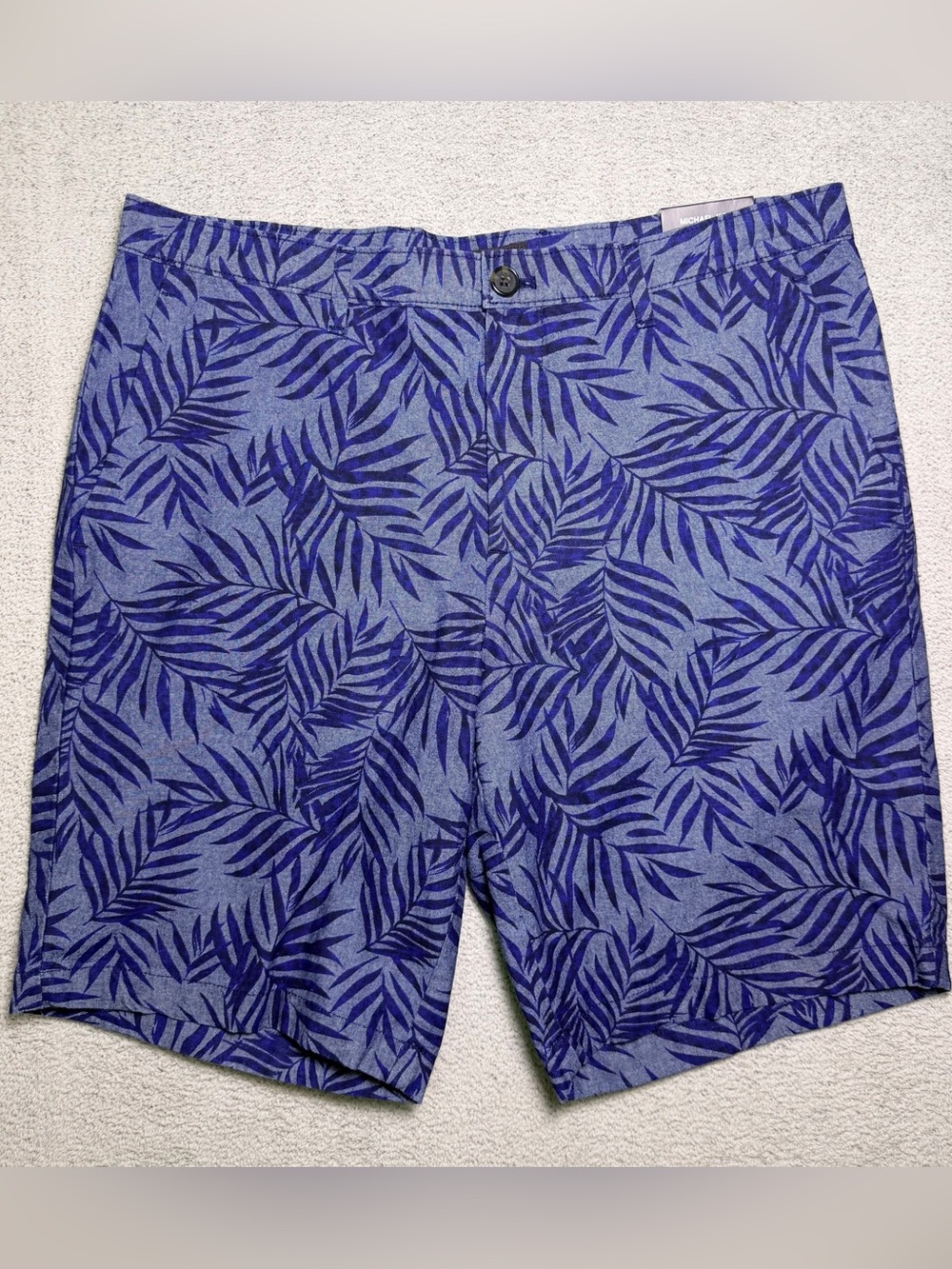 Michael Kors Chino Shorts Men’s 33 Midnight Blue Palm Leaf Tropical AOP NWT
